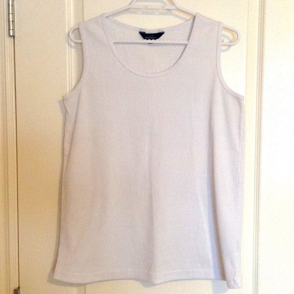 Penningtons Women's White Tank Top Size X Stretchy Gym Sports Casual Activewear